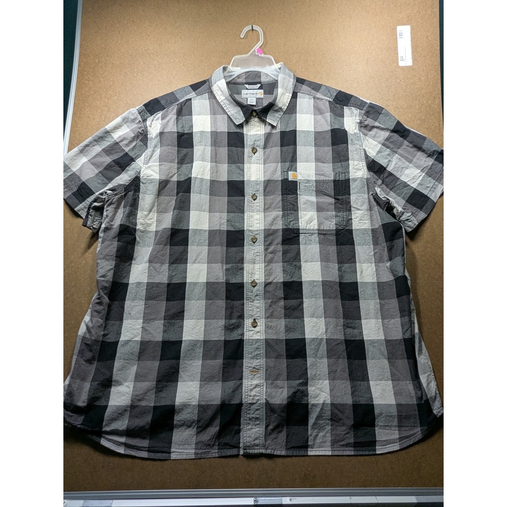 Carhartt Mens 3XL Relaxed Fit Buffalo Plaid Short Sleeve Button Up Shirt 103551